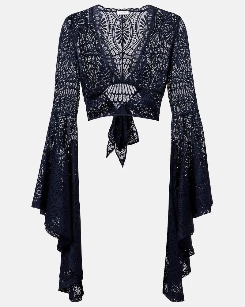 Alexandra Miro Top Talia in pizzo Blu