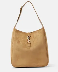 Saint Laurent Borsa a spalla Le 5 à 7 Large in suede Beige