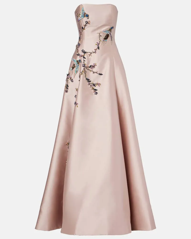 COSTARELLOS Abito lungo Mavia con bustier e decorazioni Rosa