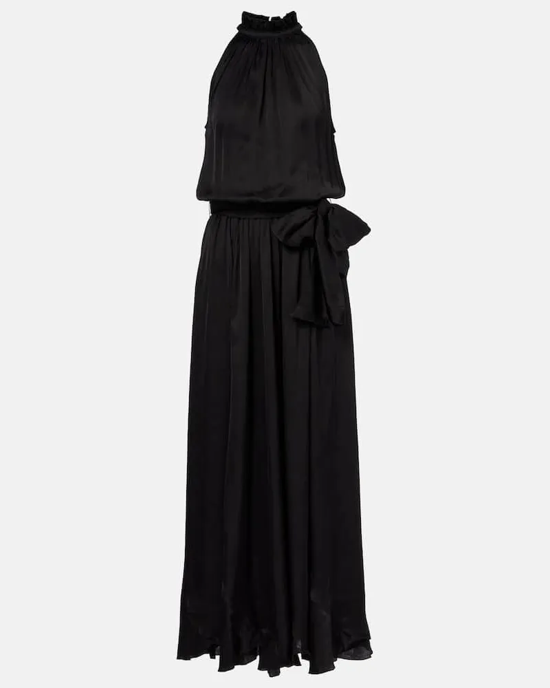 Poupette St Barth Abito lungo Nina in raso Nero