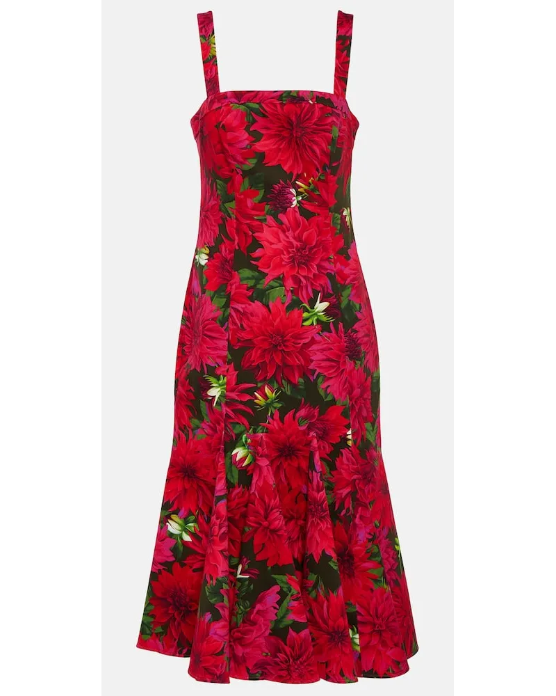 Oscar de la Renta Abito midi in popeline di misto cotone Viola