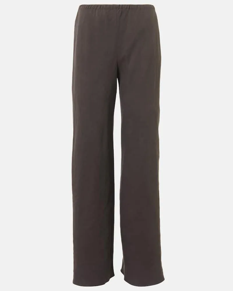 The Row Pantaloni a gamba larga Gala in seta e lino Marrone