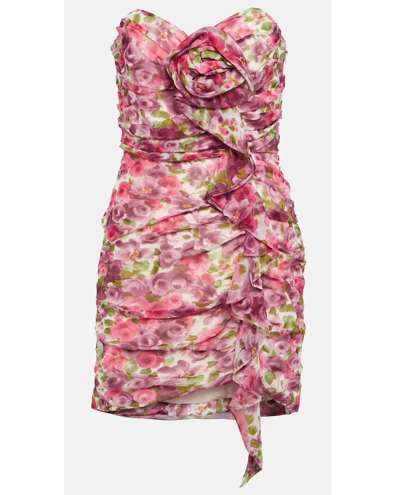 Alessandra Rich Miniabito in seta con stampa floreale Rosa