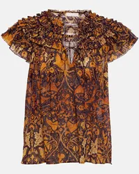 Ulla Johnson Top Signe in chiffon con volant Multicolore