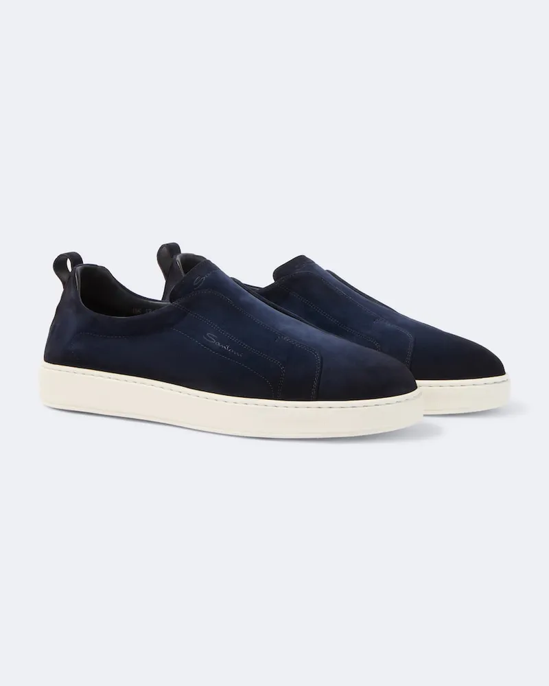 Santoni Slip-on in suede Blu