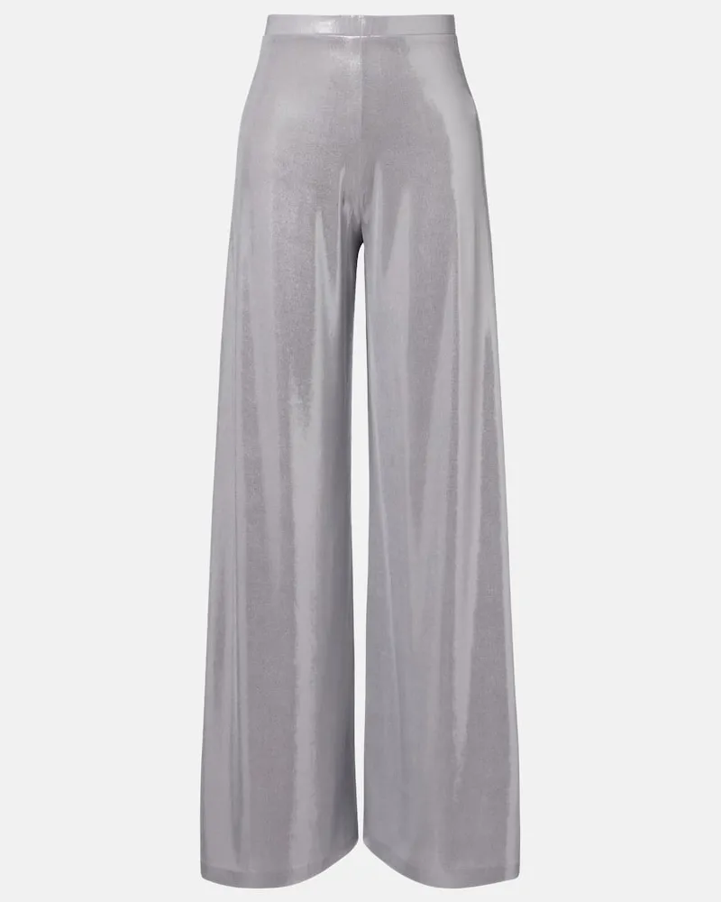 Norma Kamali Pantaloni a gamba larga con effetto metallizzato Argento
