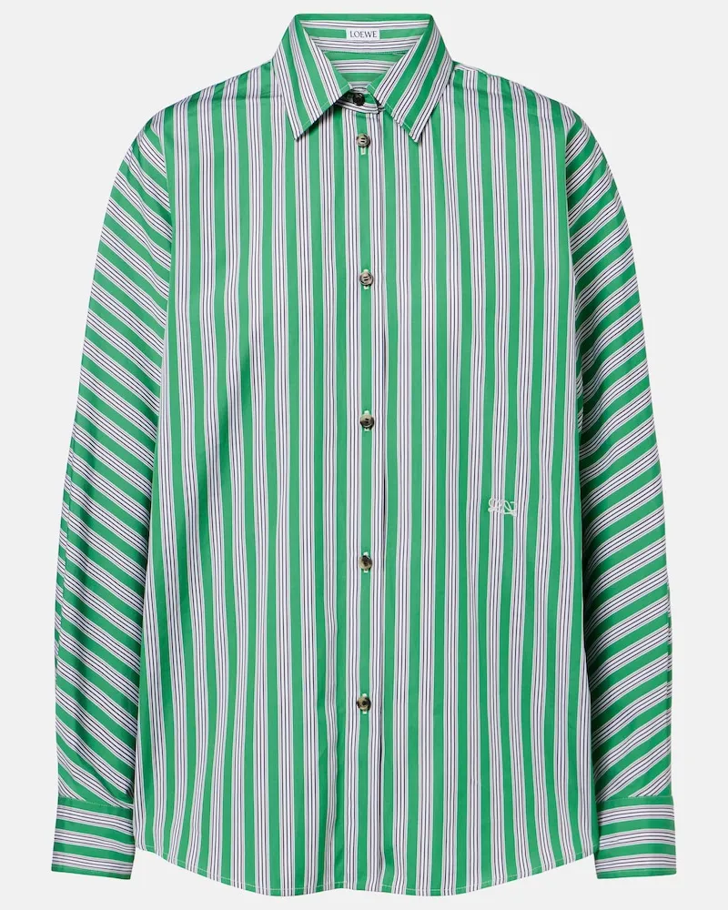 Loewe Camicia Double L in popeline di cotone Verde