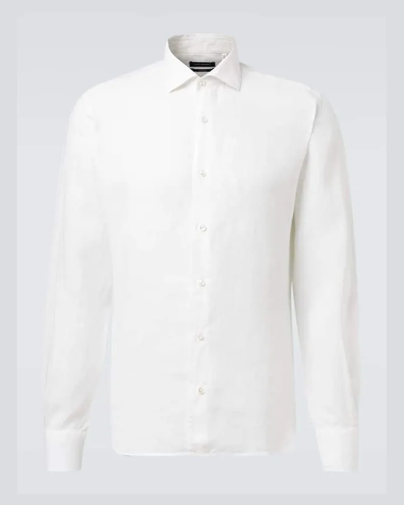Thom Sweeney Camicia in lino Bianco