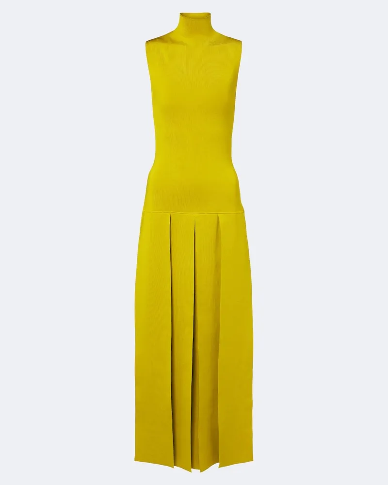 Alaïa Alaïa Abito lungo in maglia plissé Verde