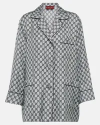 Gucci Camicia in twill di seta GG Blu