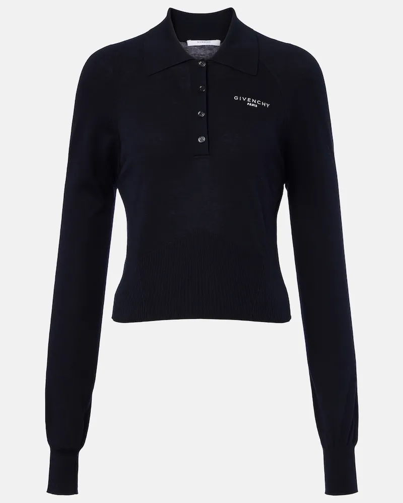 Givenchy Pullover polo in cotone e seta Blu