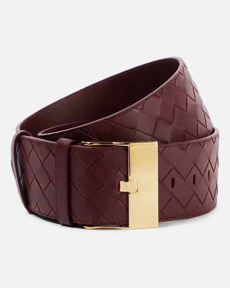Bottega Veneta Cintura Watch Large in pelle Intrecciato Borgogna