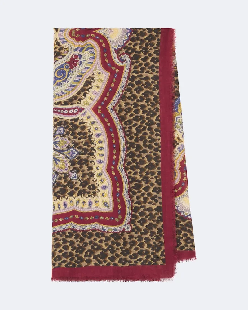 Etro Sciarpa in modal e cashmere con stampa Rosso