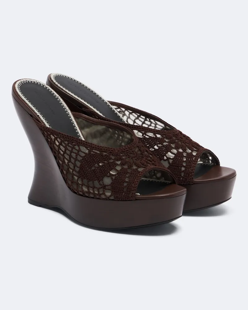 Magda Butrym Sandali  in crochet con zeppa Marrone