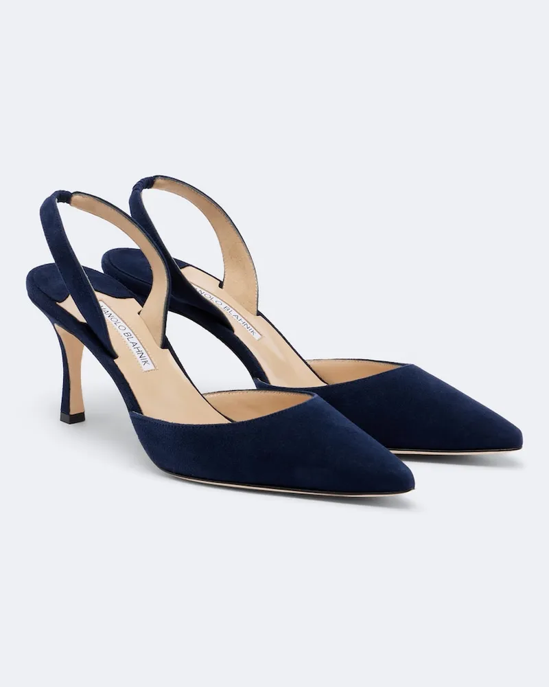 Manolo Blahnik Pumps slingback Carolyne 70 in suede Blu