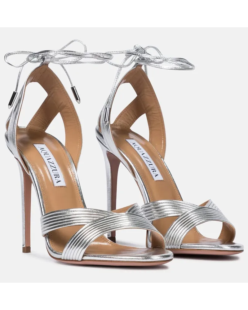 Aquazzura Sandali Ari 105 in pelle metallizzata Argento