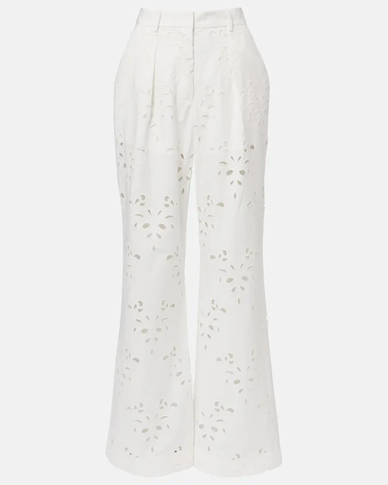 Rebecca Vallance Pantaloni flared Artesan in sangallo Bianco