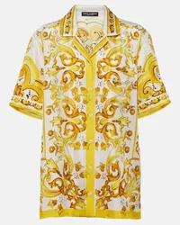 Dolce & Gabbana Camicia Majolica in twill di seta Multicolore