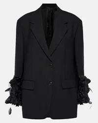 Prada Blazer in lana con piume Nero