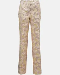 Dries van Noten Pantaloni in jacquard Oro