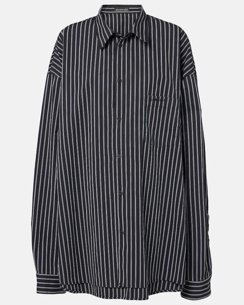 Balenciaga Camicia Flatground in cotone a righe Nero