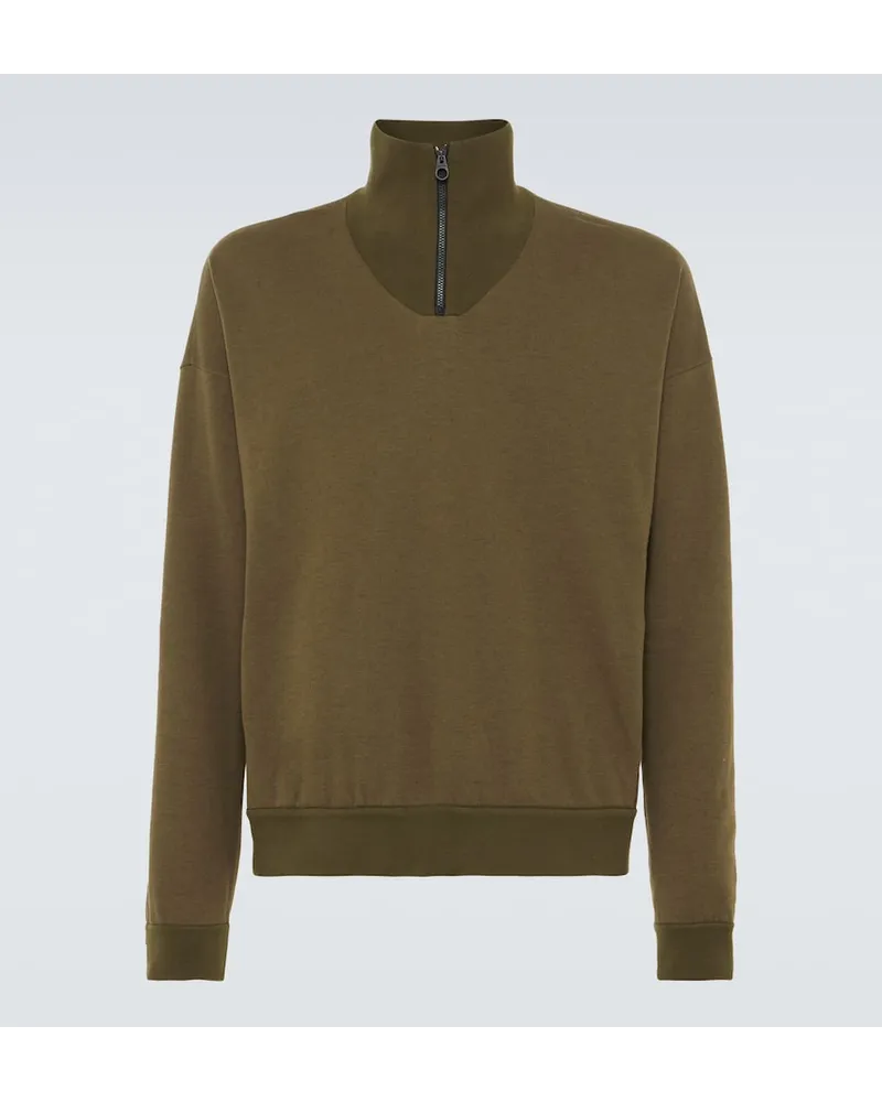 Loro Piana Dolcevita in cotone e cashmere con zip Verde