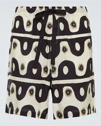 COMMAS Shorts in cotone e seta con stampa Marrone