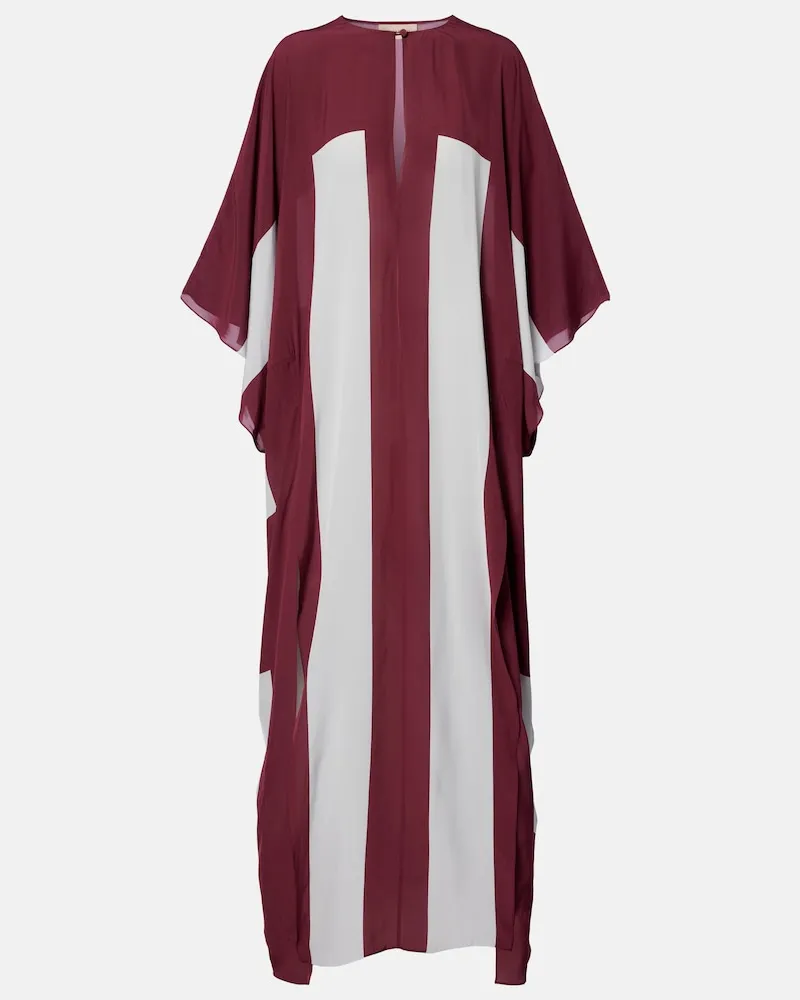 Adriana Degreas Caftano Bold Stripes Borgogna