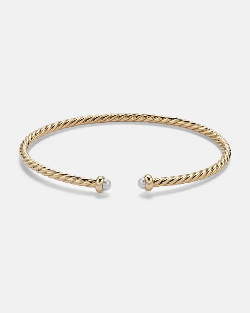 David Yurman Bracciale CablespiraÂ® Flex Micro in oro 18kt con perle Oro