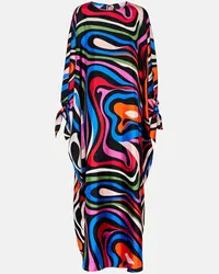 Emilio Pucci Caftano Marmo in twill di seta Multicolore