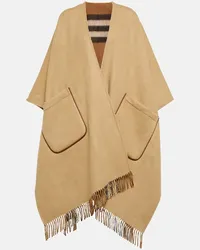 Burberry Poncho Vintage Check in lana e cashmere Beige