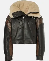 Jean Paul Gaultier Giacca cropped Petit Grand in pelle con shearling Marrone