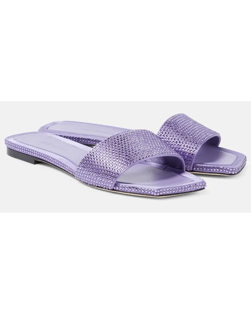 Jimmy Choo Sandali Clovis in raso con cristalli Viola