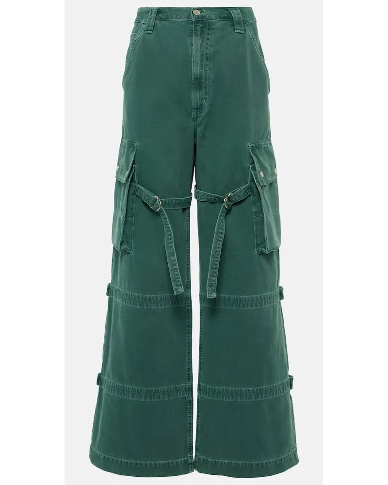 AGOLDE Jeans a gamba larga Vivian Strap a vita media Verde