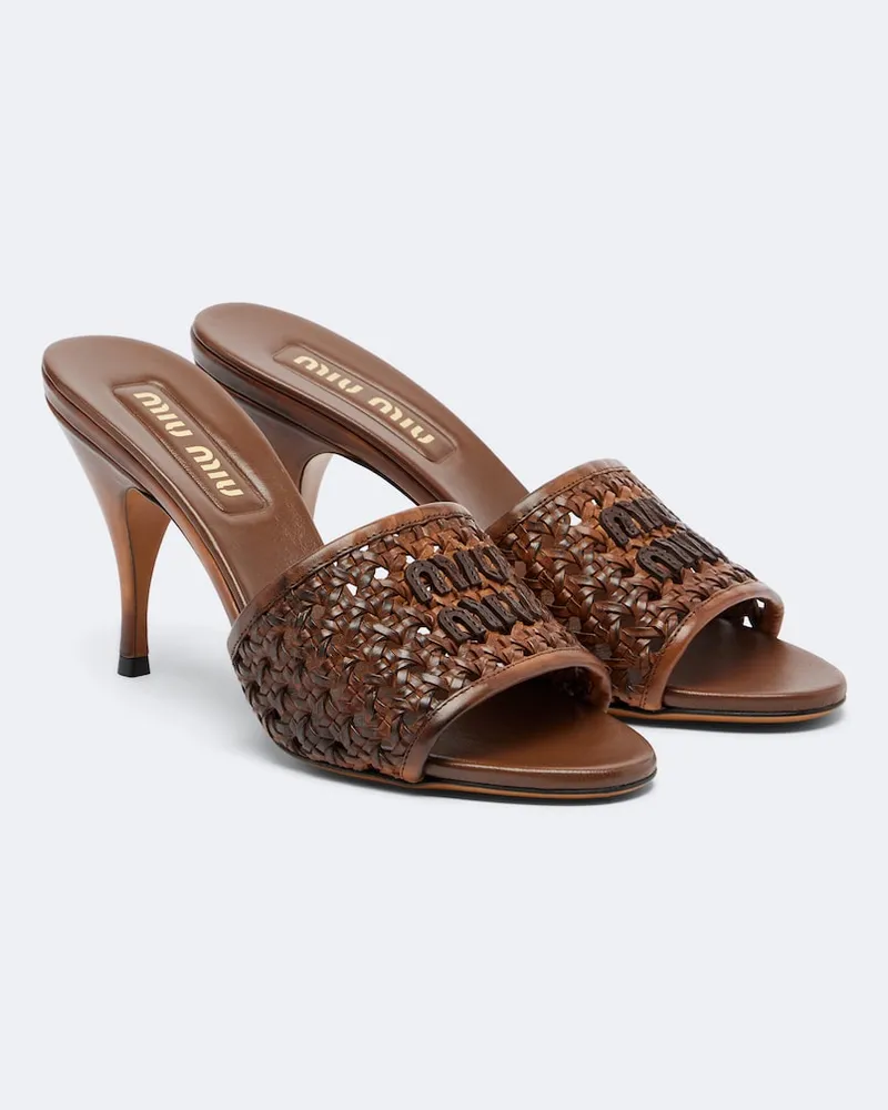 Miu Miu Mules in pelle Marrone