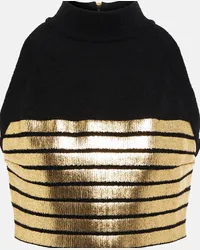 Balmain Top cropped in misto cotone a righe Nero