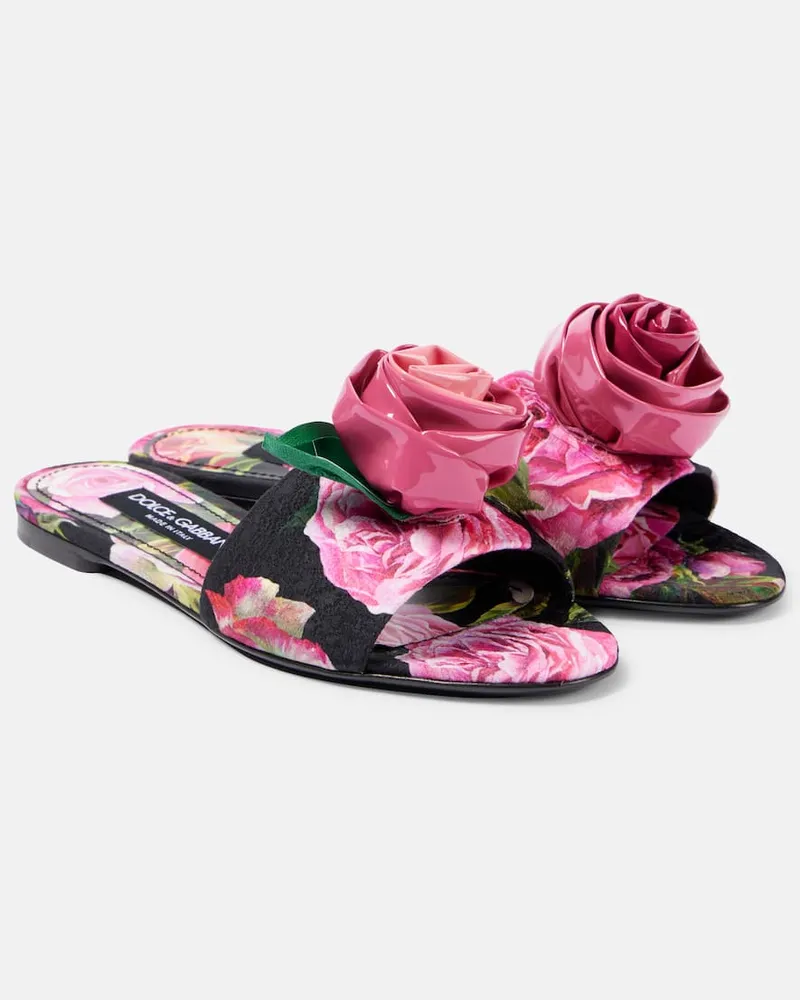 Dolce & Gabbana Sandali in broccato con applicazioni Nero