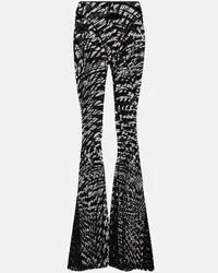 Thierry Mugler Pantaloni flared in mesh a vita alta Nero