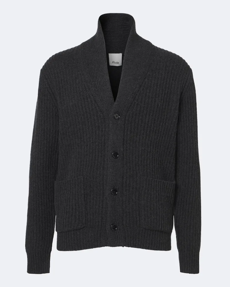ALLUDE Cardigan in lana e cashmere a coste Grigio