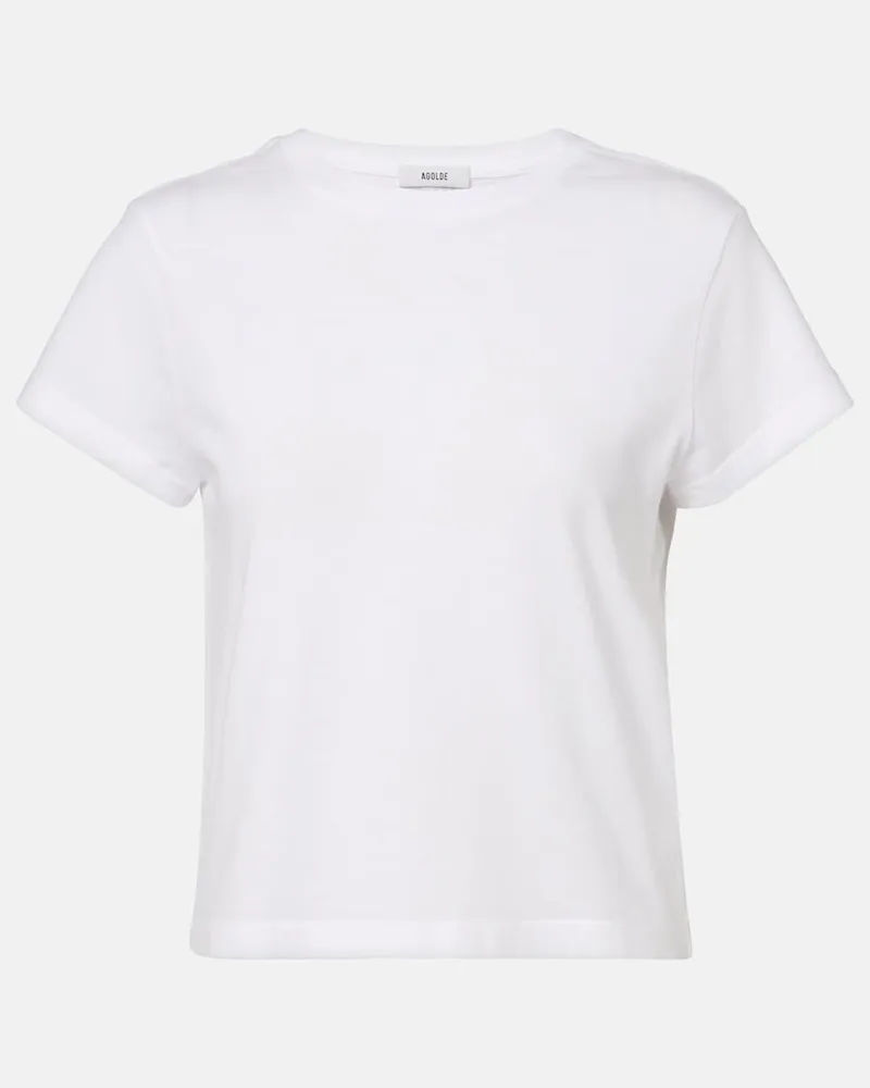 AGOLDE T-shirt Adine in jersey di cotone cropped Bianco