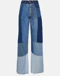 Marine Serre Jeans a gamba larga patchwork Blu