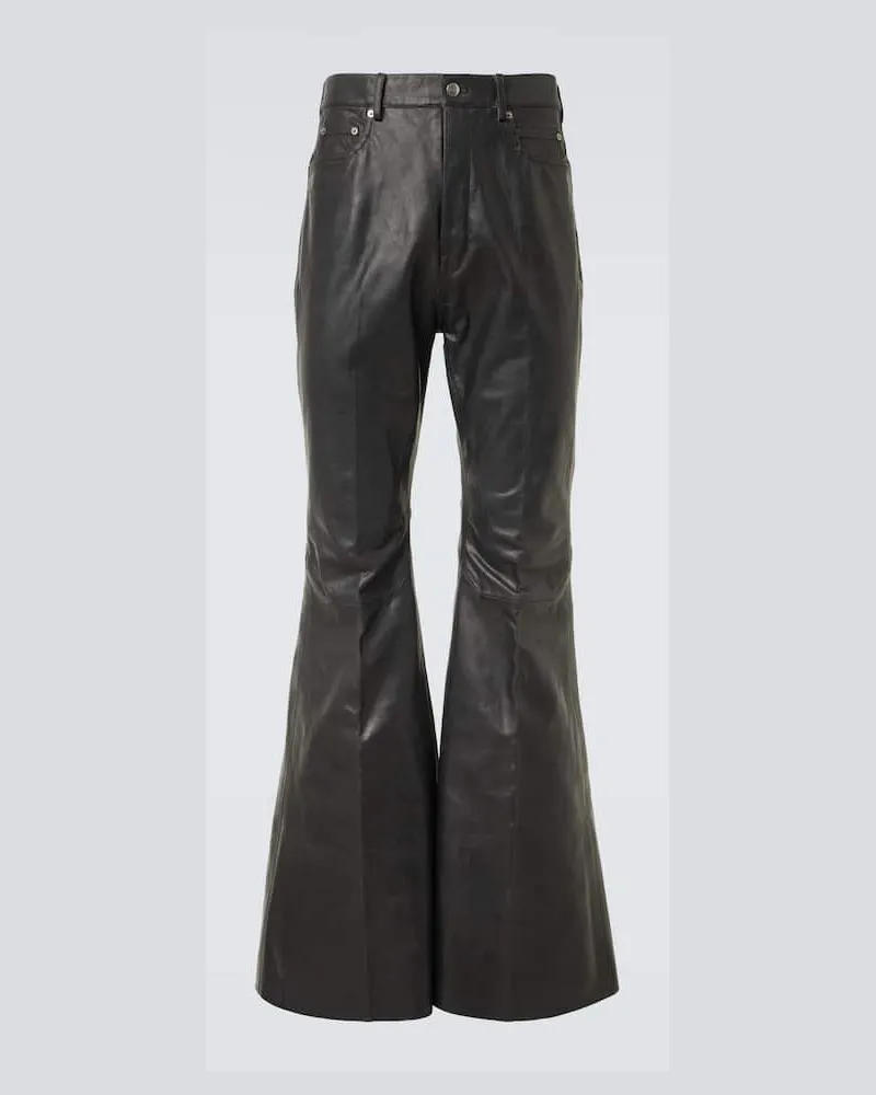 Rick Owens Pantaloni flared Bolan in pelle Nero