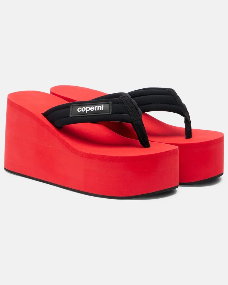 COPERNI Sandali infradito con plateau e logo Rosso