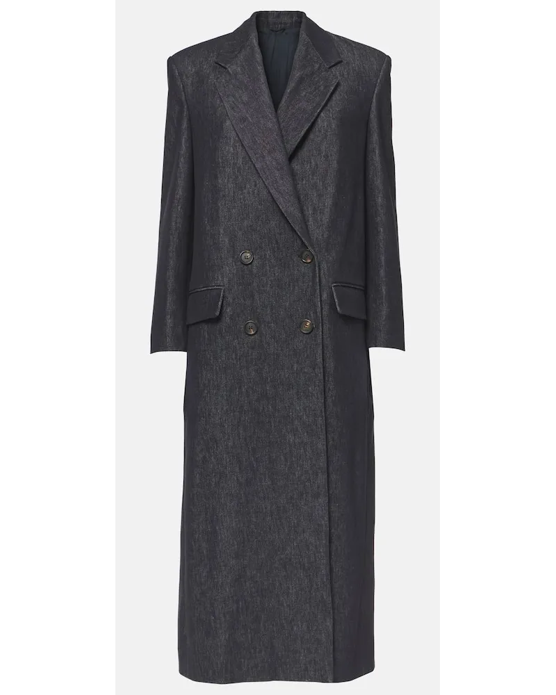 Brunello Cucinelli Soprabito doppiopetto in cotone Blu