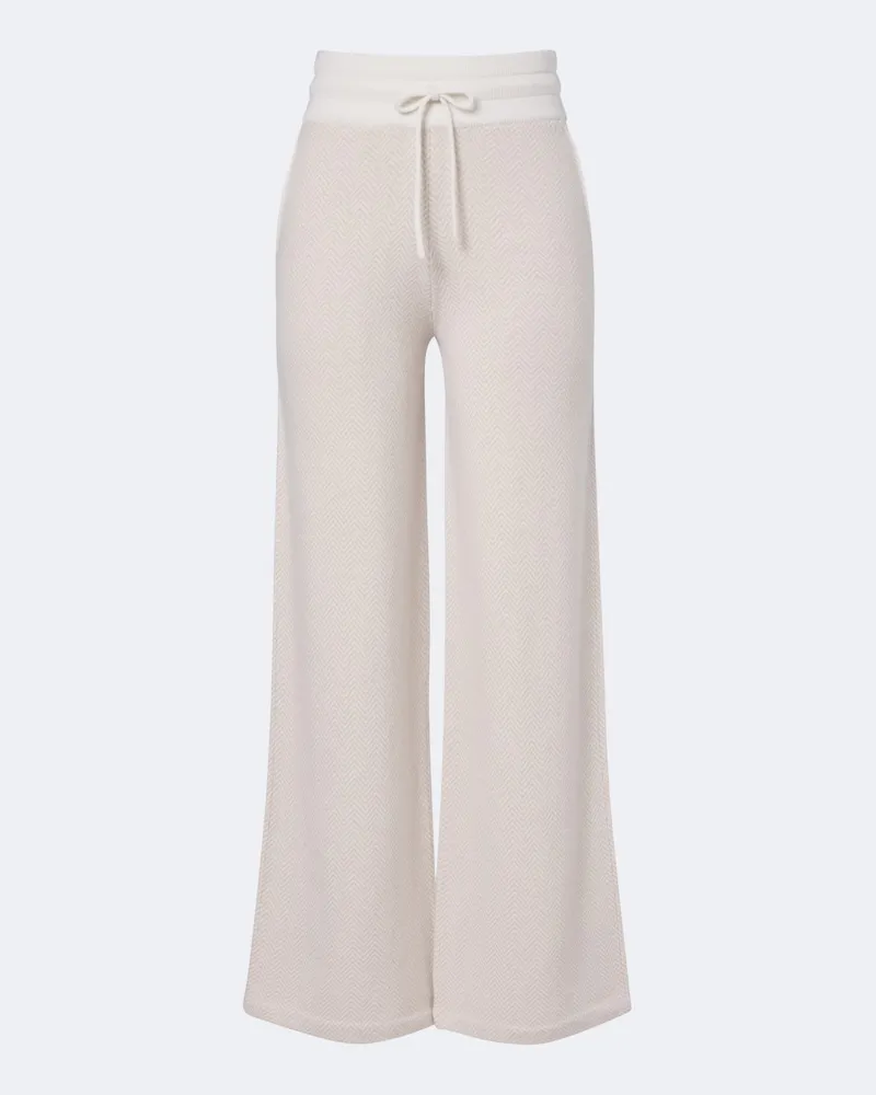 Eleventy Pantaloni flared in cashmere chevron Bianco