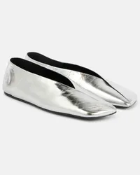 Jil Sander Ballerine in pelle metallizzata Argento