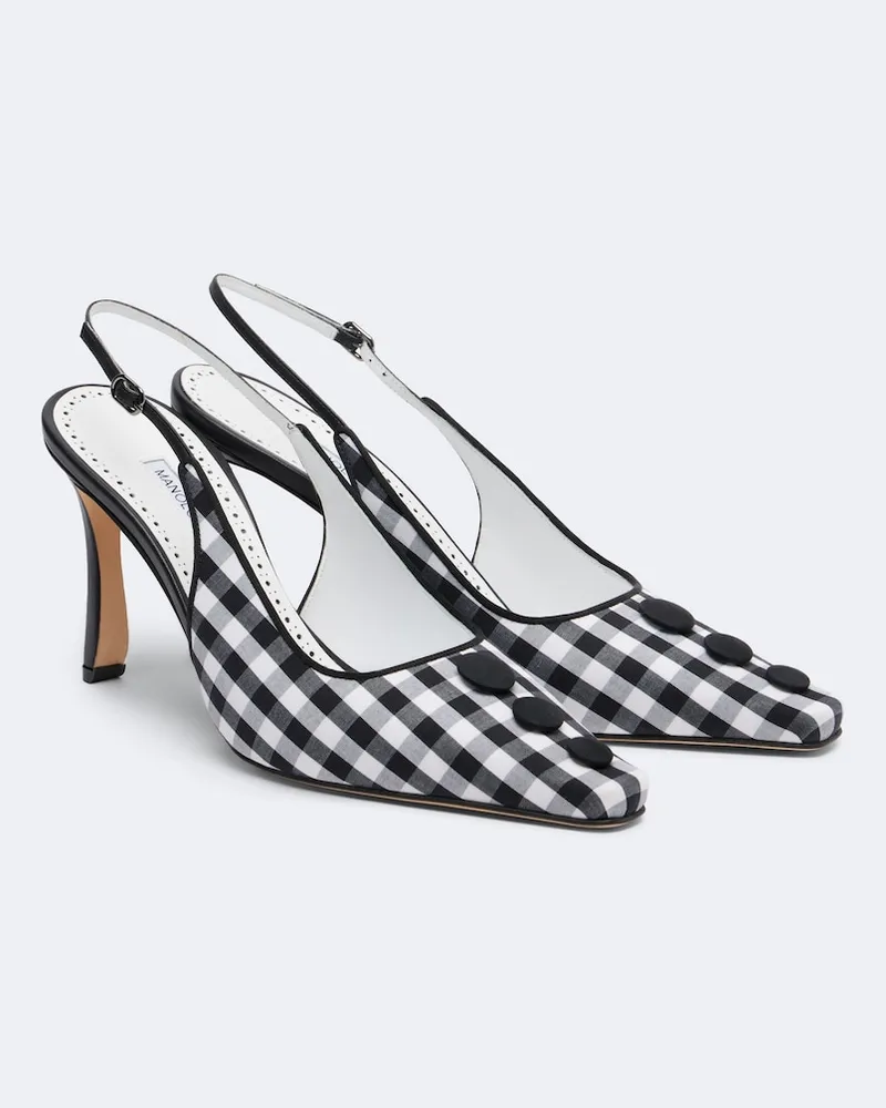 Manolo Blahnik Pumps slingback Alexa a quadri Nero