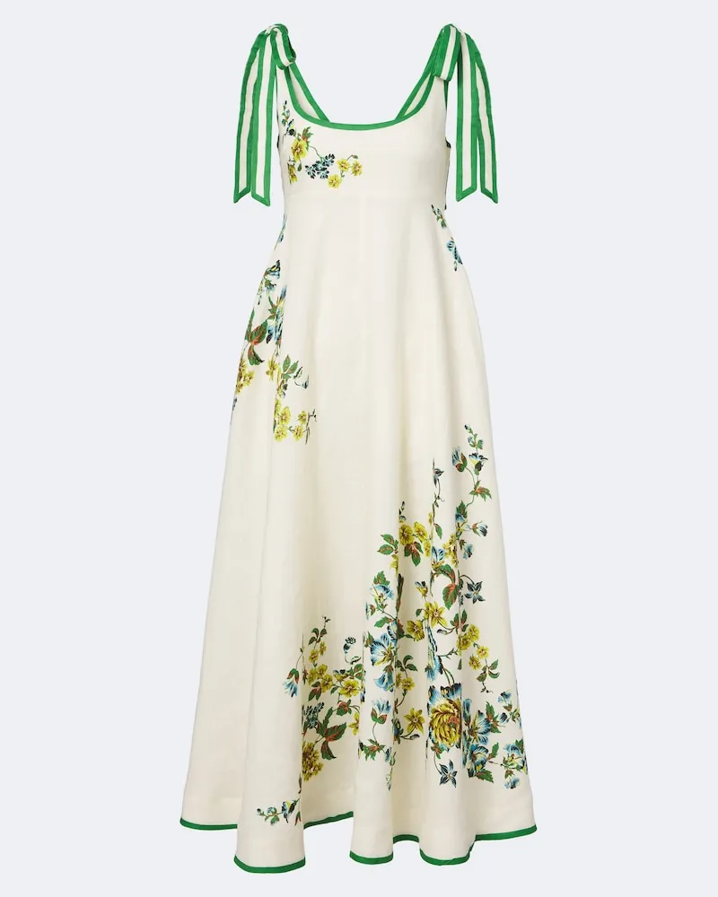 ALEMAIS Alémais Abito midi Phyllis in lino con fiori Multicolore