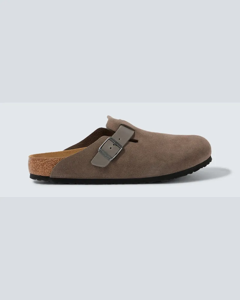 Birkenstock Mules Boston Leve in suede Grigio