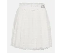 Balmain Minigonna a pieghe in tweed di misto cotone Bianco